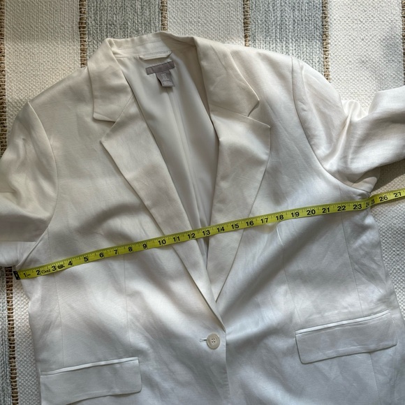 H&M Ivory Linen Blend Oversized Slouchy Neutral Casual Blazer Women’s Size XL - Picture 6 of 9